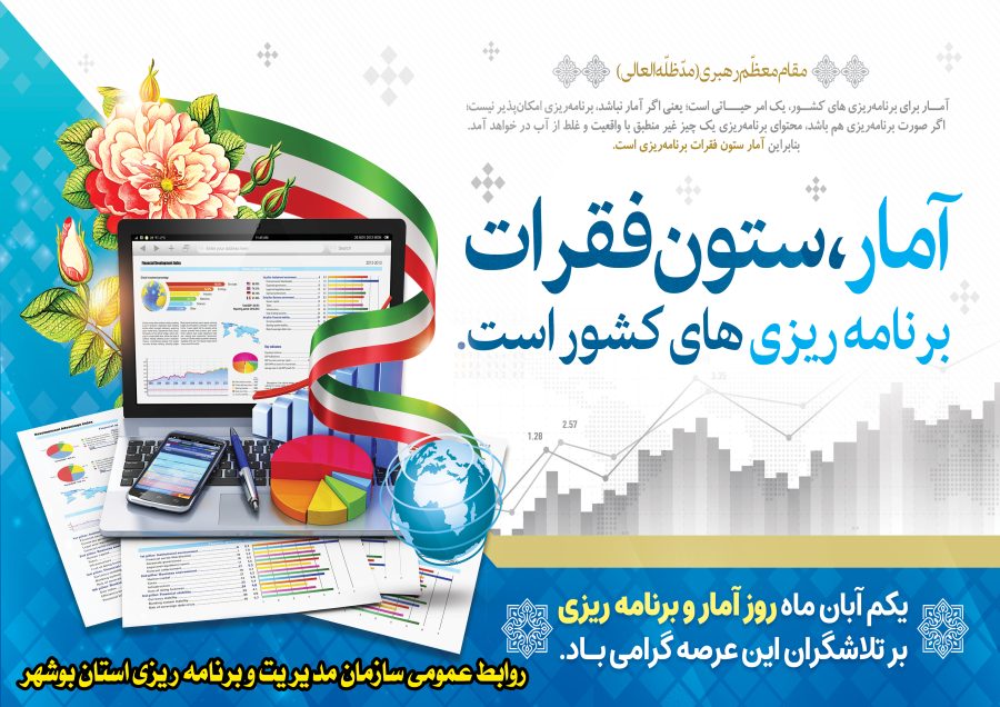 پیام تبریک ریاست سازمان مدیریت وبرنامه ریزی استان بوشهر بمناسبت فرارسیدن روز آمار و برنامه ریزی