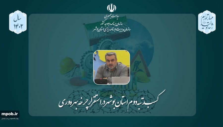 کسب رتبه دوم استان بوشهر در استقرار چرخه بهره­ وری